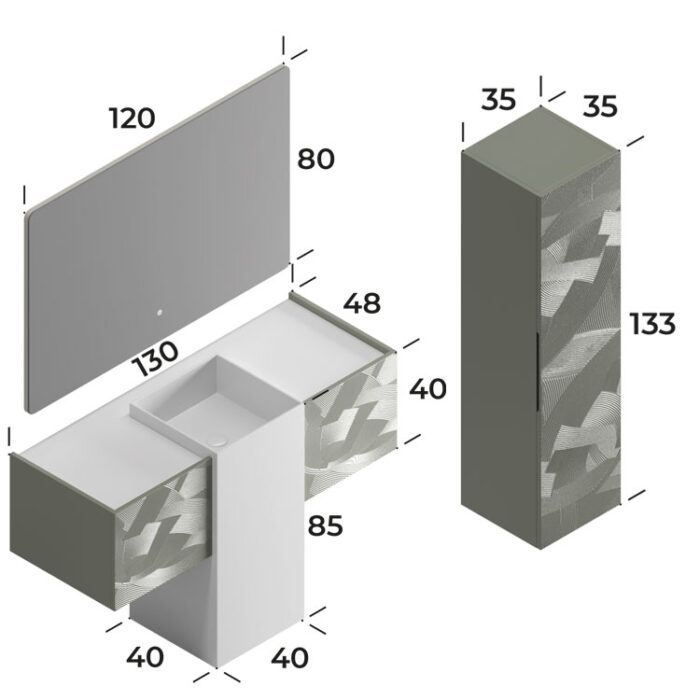 Smart Capri 130 cm Banyo Dolabı - CAPRİ-130 - Banyo Dolapları - 4