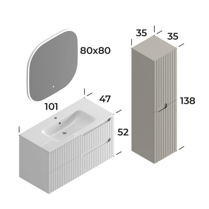 Smart Enza 100 cm Banyo Dolabı - ENZA-100 - Banyo Dolapları - 2