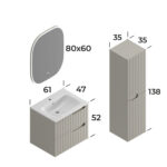 Smart Enza 60 cm Banyo Dolabı - ENZA-60 - Banyo Dolapları - 2