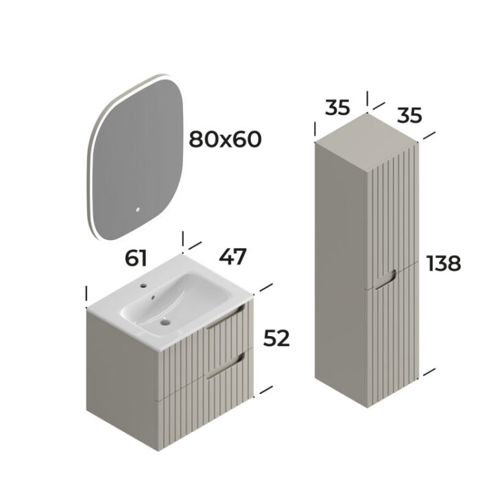 Smart Enza 60 cm Banyo Dolabı - ENZA-60 - Banyo Dolapları - 2