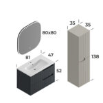 Smart Enza 80 cm Banyo Dolabı - ENZA-80 - Banyo Dolapları - 2