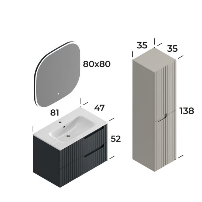 Smart Enza 80 cm Banyo Dolabı - ENZA-80 - Banyo Dolapları - 2