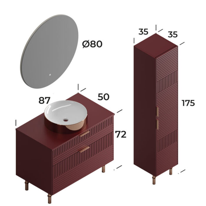 Smart Fiore 85 cm Banyo Dolabı - FİORE-85 - Banyo Dolapları - 3