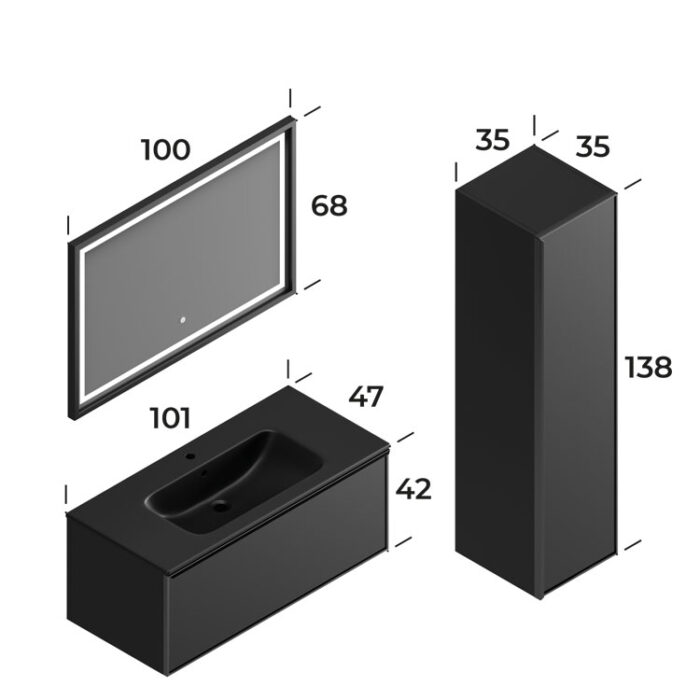 Smart Fonte 100 cm Banyo Dolabı - FONTE-100 - Banyo Dolapları - 5