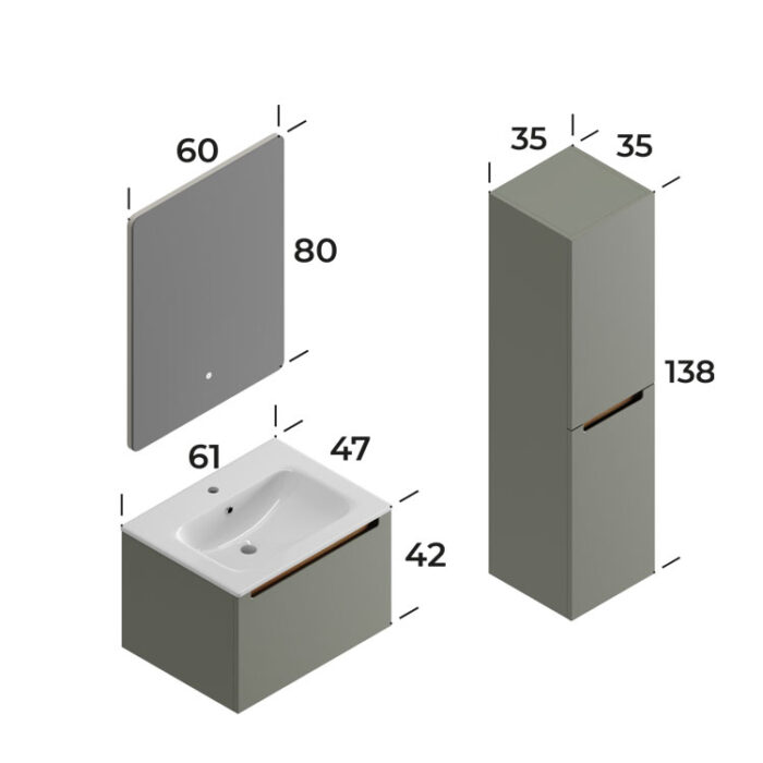 Smart İbiza 60 cm Banyo Dolabı - İBİZA-60 - Banyo Dolapları - 2