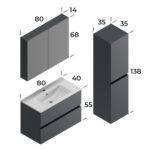 Smart İcon 80 cm Banyo Dolabı - İCON-80 - Banyo Dolapları - 1