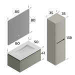 Smart Lizbon 80 cm Banyo Dolabı - LİZBON-80 - Banyo Dolapları - 2