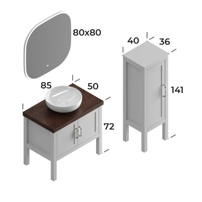 Smart London 85 cm Banyo Dolabı - LONDON-85 - Banyo Alt Modülleri - 3