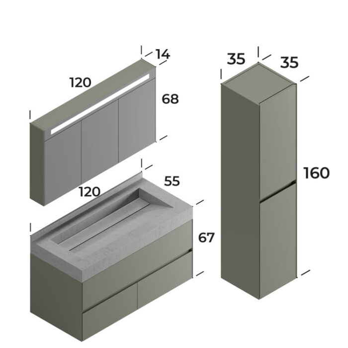 Smart Lucca 120 cm Banyo Dolabı - LUCCA-120 - Banyo Dolapları - 4