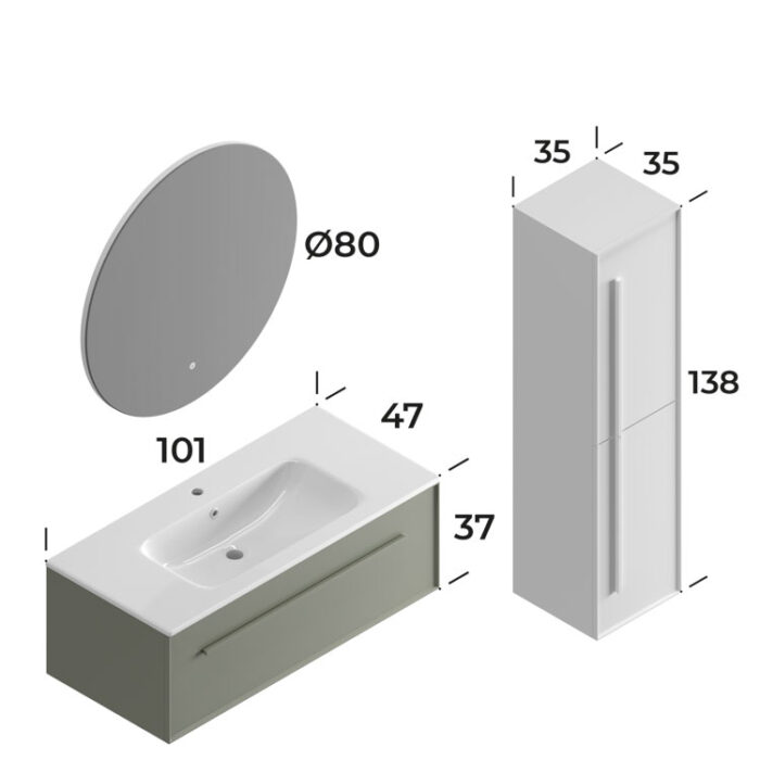 Smart Lugo 100 cm Banyo Dolabı