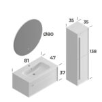 Smart Lugo 80 cm Banyo Dolabı - LUGO-80 - Banyo Dolapları - 3