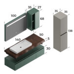 Smart Milano 140 cm Banyo Dolabı - MİLANO-140 - Banyo Dolapları - 3