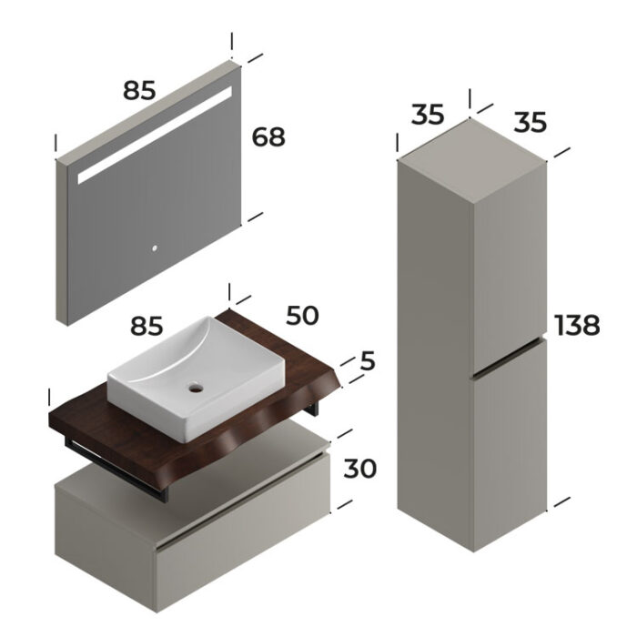 Smart Milano 85 cm Banyo Dolabı - MİLANO-85 - Banyo Dolapları - 3