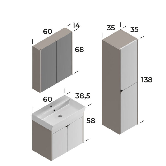 Smart Miya 60 cm Banyo Dolabı - MİYA-60 - Banyo Dolapları - 1