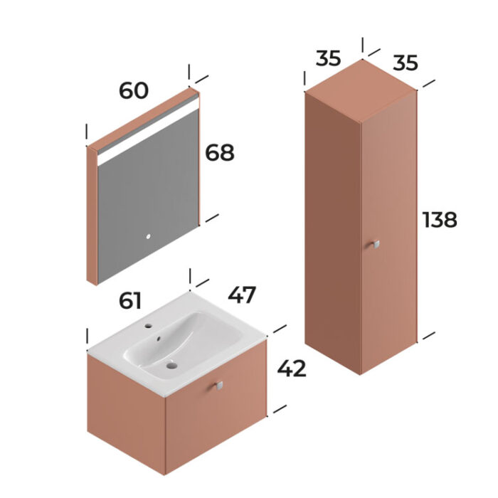 Smart Nova 60 cm Banyo Dolabı - NOVA-60 - Banyo Dolapları - 2