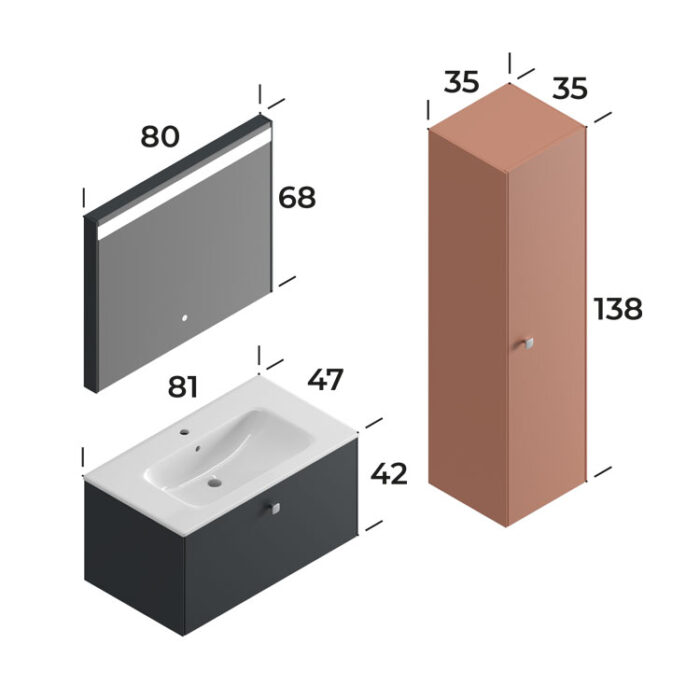 Smart Nova 80 cm Banyo Dolabı - NOVA-80 - Banyo Dolapları - 2