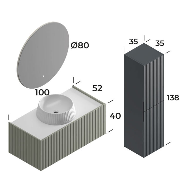 Smart Palermo 100 cm Banyo Dolabı - PALERMO-100 - Banyo Dolapları - 2