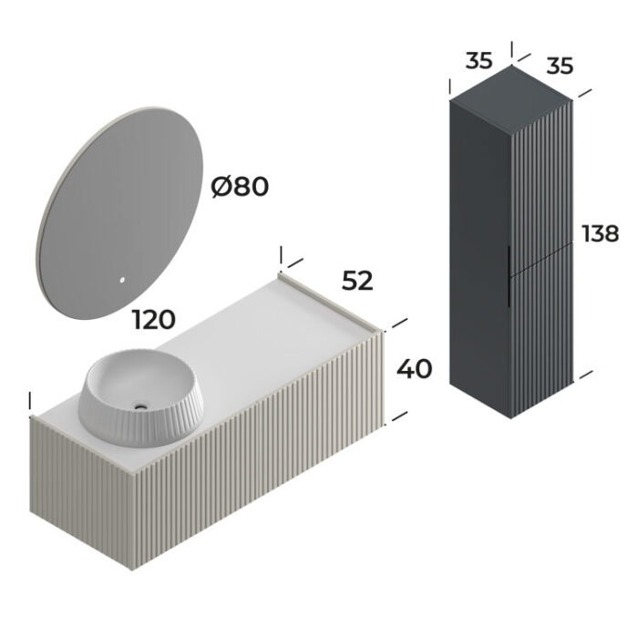 Smart Palermo 120 cm Banyo Dolabı