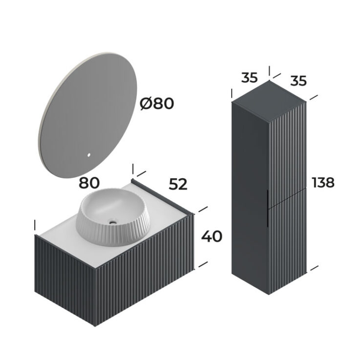 Smart Palermo 80 cm Banyo Dolabı