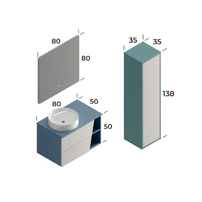 Smart Riva 80 cm Banyo Dolabı - RİVA-80 - Banyo Dolapları - 2