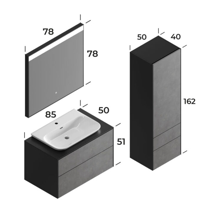 Smart Rodos 85 cm Banyo Dolabı - RODOS-85 - Banyo Dolapları - 2