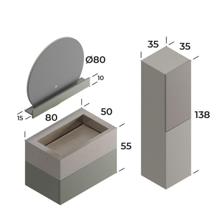 Smart Roma 80 cm Banyo Dolabı - ROMA-80 - Banyo Dolapları - 1