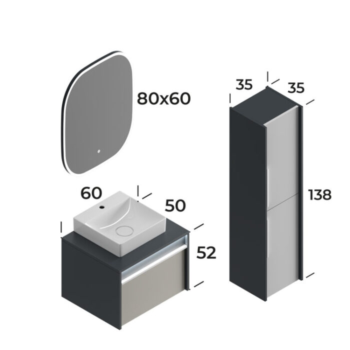 Smart Royale 60 cm Banyo Dolabı - ROYALE-60 - Banyo Dolapları - 2