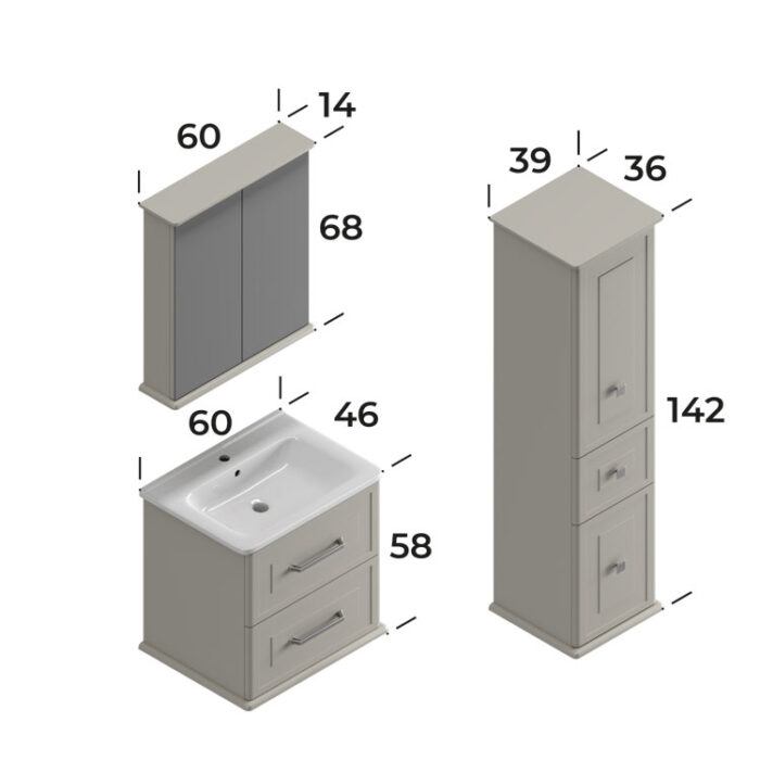 Smart Terra 60 cm Banyo Dolabı - TERRA-60 - Banyo Dolapları - 2