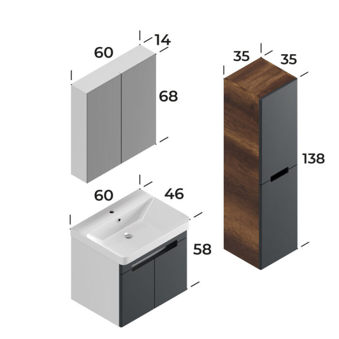 Smart Trend 60 cm Banyo Dolabı - TREND-60 - Banyo Dolapları - 1
