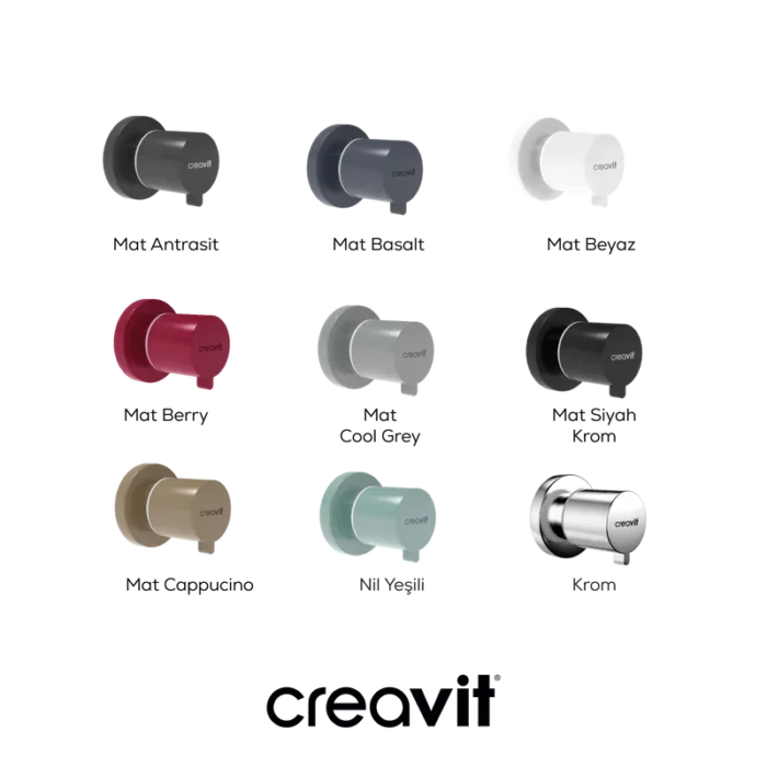 Creavit Ara Kesme Valfi 1/2-1/2 Cappucino Mat MS.AC50L.CCM - MS.AC50L.CCM - Stop Valf - 1