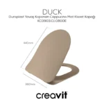 Creavit Duck Duroplast Yavaş Kapanan Klozet Kapağı Mat Cappuccino KC0903.01.0800E - KC0903.01.0800E - Klozet Kapağı - 1