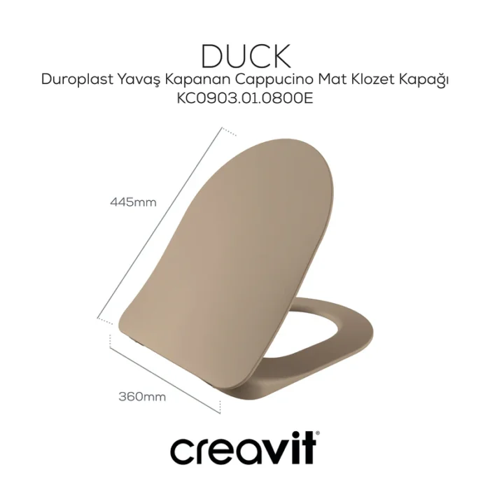 Creavit Duck Duroplast Yavaş Kapanan Klozet Kapağı Mat Cappuccino KC0903.01.0800E - KC0903.01.0800E - Klozet Kapağı - 1