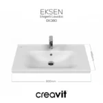 Creavit Eksen Etajerli Lavabo 80 cm Beyaz EK080-00CB00E-0000 - EK080-00CB00E-0000 - Etajerli Lavabo - 1