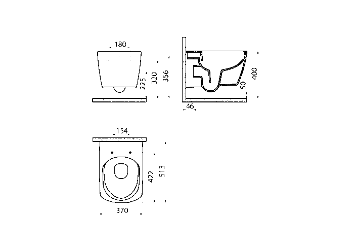 Creavit Elegant Rim-Off Asma Klozet Kömür Karası EG321-00KK00E-0000