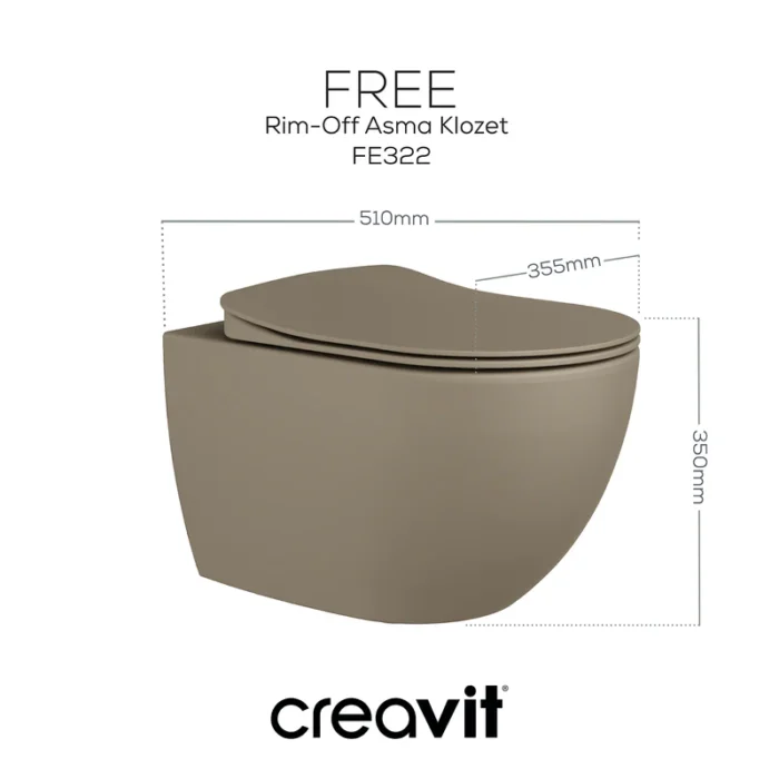 Creavit Free Rim-Off Asma Klozet Mat Cappuccino FE322-00CM00E-0000 - FE322-00CM00E-0000 - Asma Klozet - 1