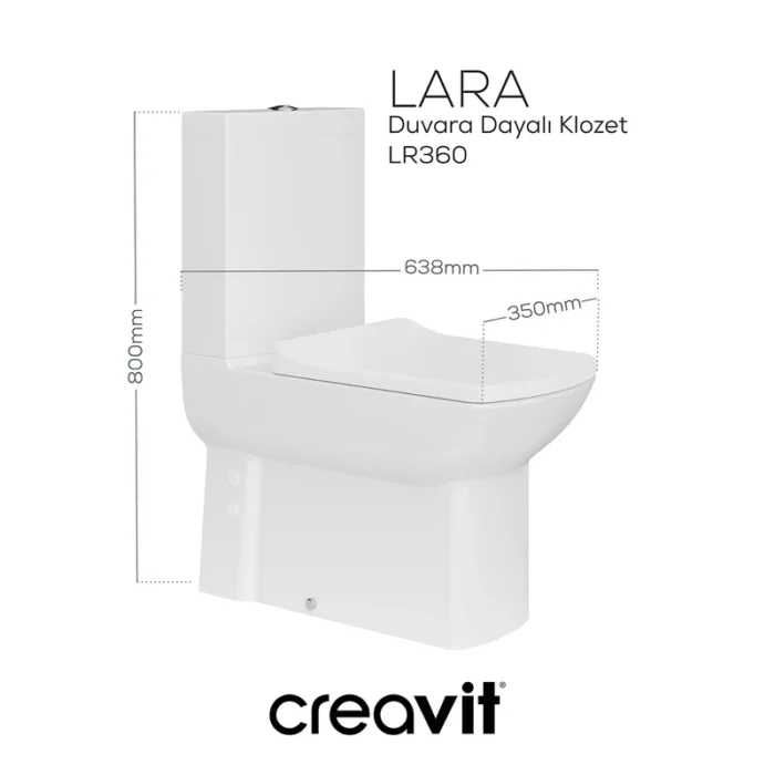 Creavit Lara Duvara Dayalı Klozet Beyaz LR360-00CB00E-0000 - LR360-00CB00E-0000 - Takım Klozet - 1
