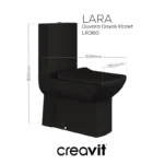 Creavit Lara Takım Klozet Mat Siyah+Duroplast Kapak+Lara Rezervuar+Çift Basmalı İç Takım Set - Lara360SMSet - İNDİRİMLİ FIRSAT ÜRÜNLERİ, VİTRİFİYE, Takım Klozet - 1