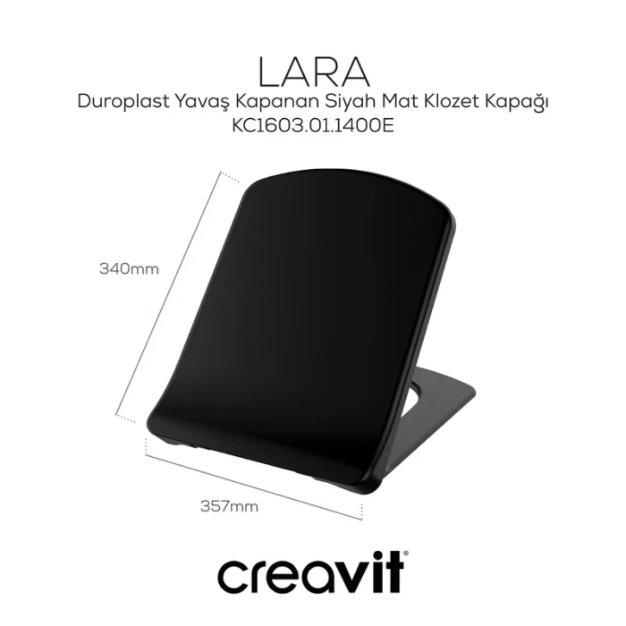Creavit Lara Takım Klozet Mat Siyah+Duroplast Kapak+Lara Rezervuar+Çift Basmalı İç Takım Set - Lara360SMSet - İNDİRİMLİ FIRSAT ÜRÜNLERİ, VİTRİFİYE, Takım Klozet - 3