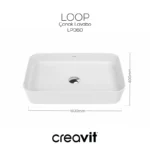 Creavit Loop Dikdörtgen Çanak Lavabo 40x60cm Beyaz LP060-00CB00E-0000 - LP060-00CB00E-0000 - Çanak Lavabo - 1