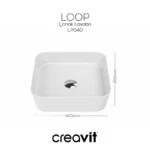 Creavit Loop Kare Çanak Lavabo 40 cm Beyaz LP040-00CB00E-0000 - LP040-00CB00E-0000 - Çanak Lavabo - 1