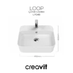 Creavit Loop Kare Çanak Lavabo 45 cm Beyaz LP046-00CB00E-0000 - LP046-00CB00E-0000 - Çanak Lavabo - 1