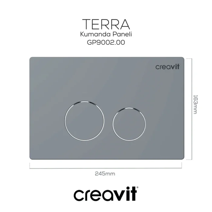 Creavit Terra Mat Gri Boyalı Kumanda Paneli GP9002.00 - GP9002.00 - Kumanda Panelleri (Gömme Rezervuar Butonları) - 1