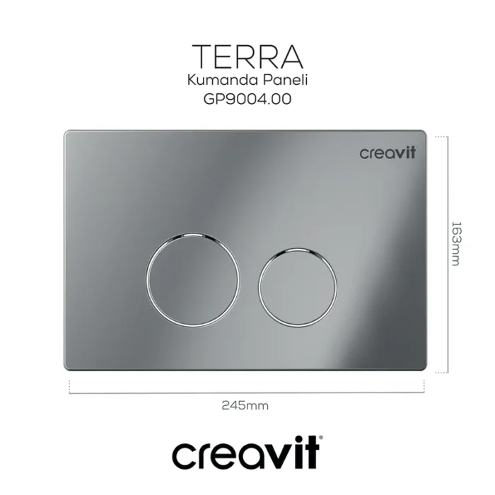 Creavit Terra Parlak Krom Kaplama Kumanda Paneli GP9004.00 - GP9004.00 - Kumanda Panelleri (Gömme Rezervuar Butonları) - 1