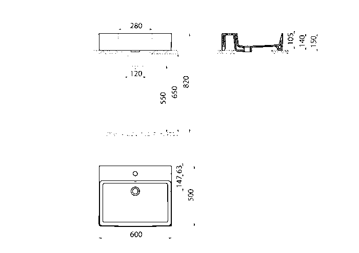 Creavit Volga Tezgah Üstü Kare Lavabo 60cm Vx260-00CB00E-0000