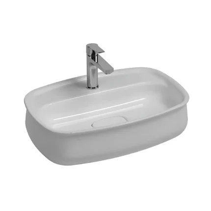 Isvea Fluido Tezgah Üstü Lavabo 60 cm Mat Beyaz - 10FD65060-2L - Tezgah Üstü Lavabo