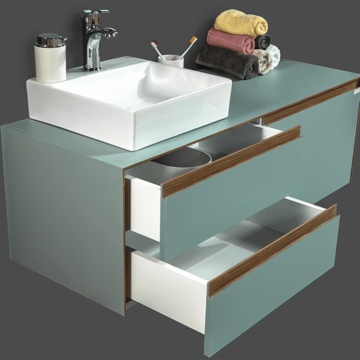 Bagnora Sharp 100 cm Nil Yeşili Banyo Dolabı