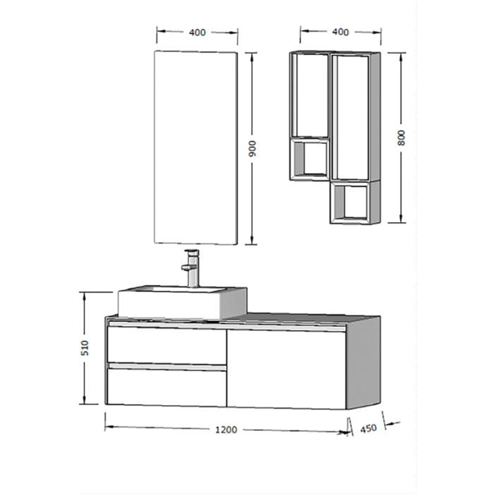 Bagnora Sharp 120 cm Nil Yeşili Banyo Dolabı