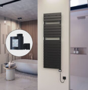 Radiva 10H Elektrikli Havlupan 500x1550 Mat Siyah Ktx4 1000 Watt Spiral Kablolu