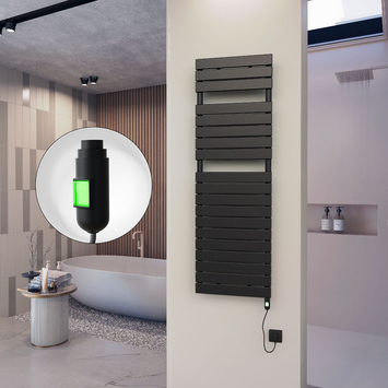 Radiva 10H Elektrikli Havlupan 500x1550 Mat Siyah (On/Off Düğmeli) 900 W - 110H05001550B3ME1090 - Elektrikli Havlupan