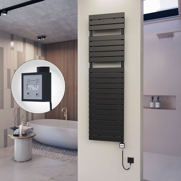 Radiva 10H Elektrikli Havlupan 500x1772 Mat Siyah Ktx3 1000 Watt Spiral Kablolu